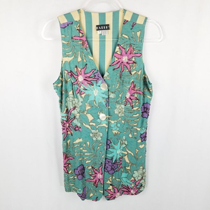 Faith‎ tunic vest green/cream floral beaded M